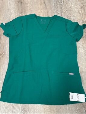 FIGS Hunter Green V-Neck Medical Scrub Top